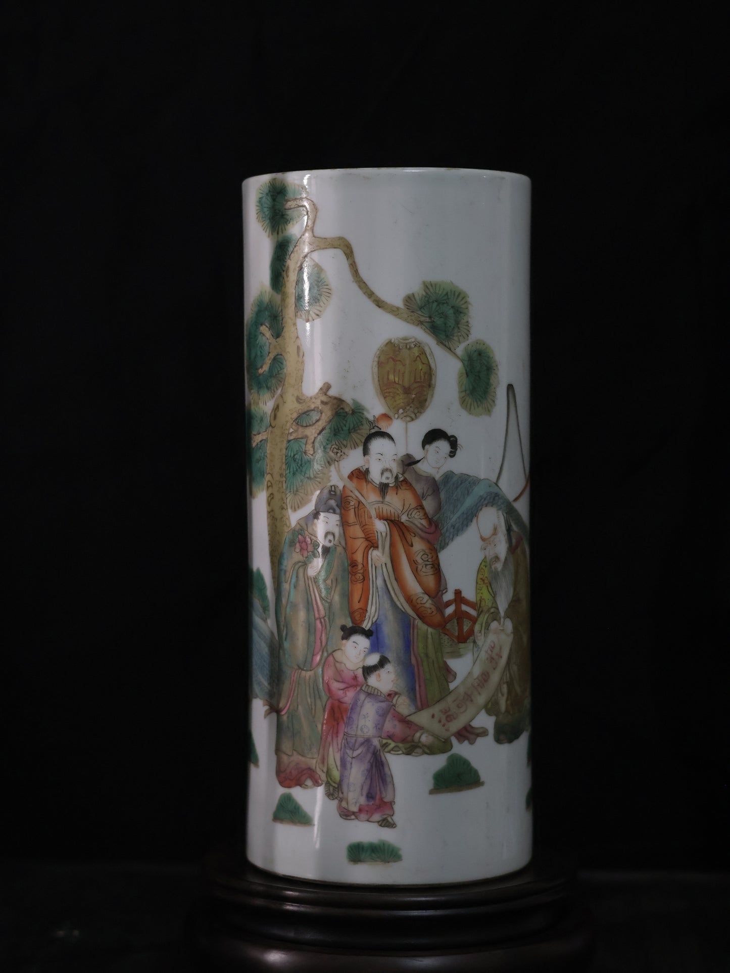 1960s Vintage Chinese Hand-Painted Longevity Mirror-Image Porcelain Vase Pair