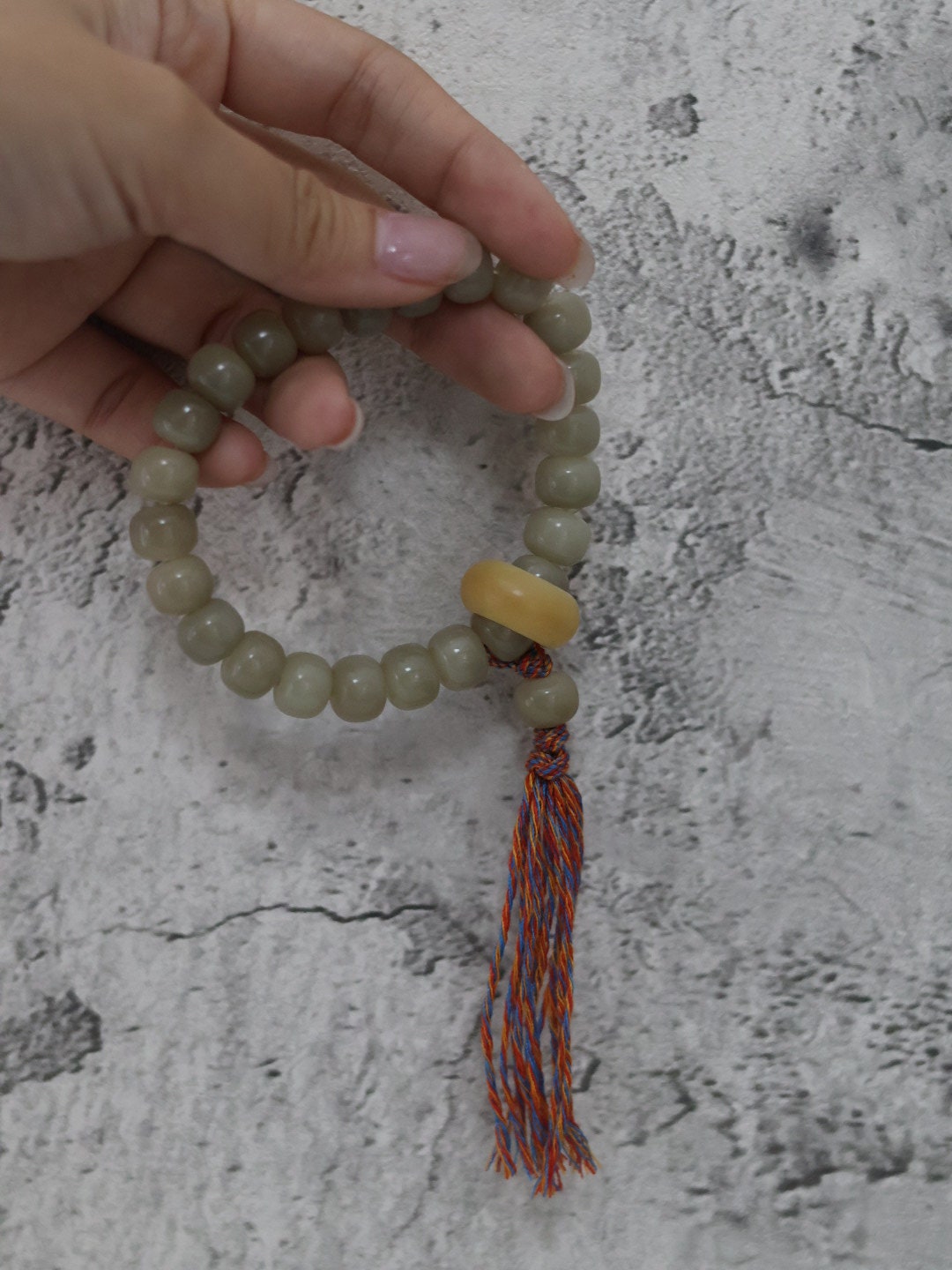 Natural White Jade Buddhist Prayer Beads Bracelet | 10mm x 7.5mm Yinpi Raw Jade Mala | Spiritual Energy Bracelet for Meditation & Protection