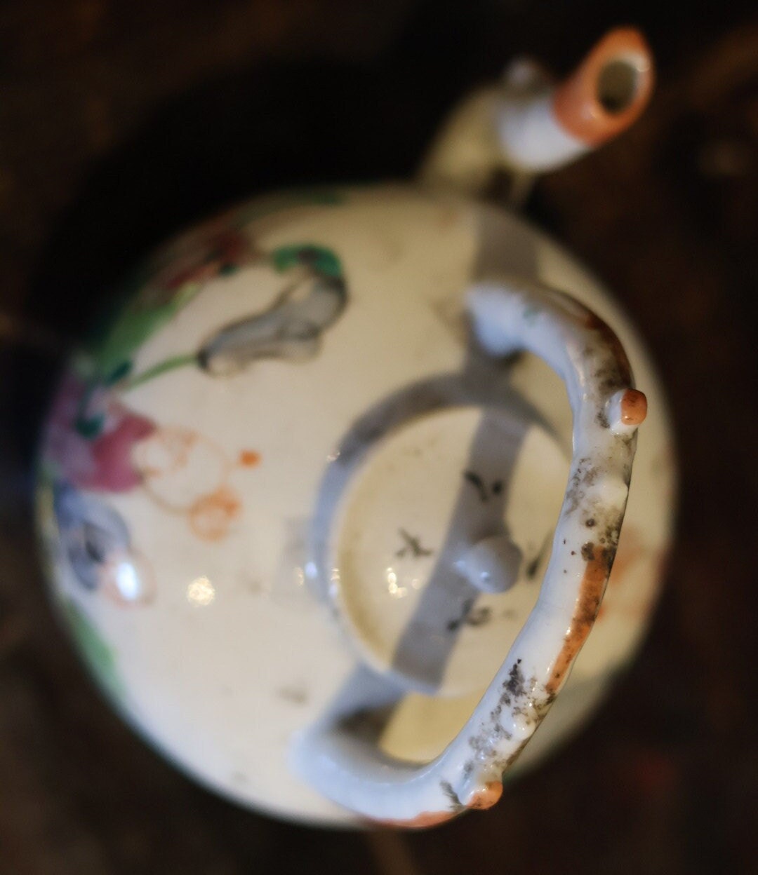 1980s Vintage Hand-Painted Qilin Porcelain Teapot