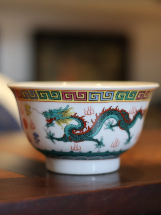 80s Vintage Chinese Porcelain Dragon Bowl from Jingdezhen,Traditional Double Dragon Design,Home Decor,Antique Item,culture gift,special gift