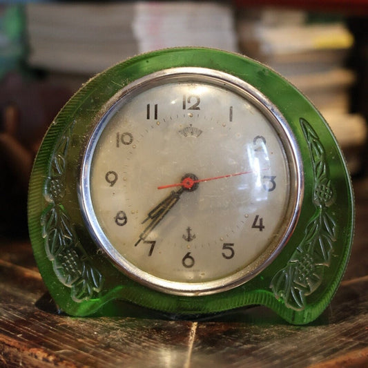 1930s Rare Antique Republican Era Green Liuli(colored glass) Clock