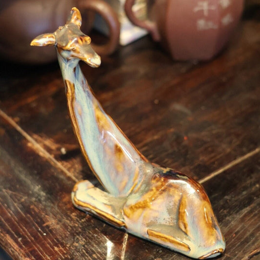 1970s Rare Vintage Pottery Giraffe Figurine