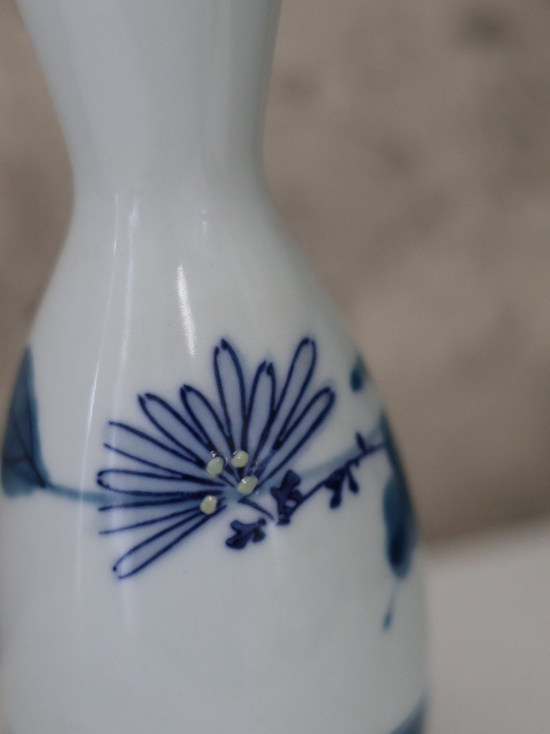 Hand-Painted Japanese Ceramic Sake Bottle | 150ml Blue and White Tokkuri with Raised Dot Detail | Traditional Artisanal Sake Server