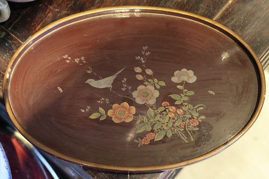 1920s Antique Republic Era of China Lacquerware Tea Tray, Fruits & Dinning Plate