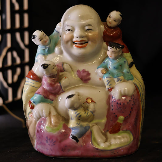 1980s Vintage Chinese Blessing for Family Buddha Statue